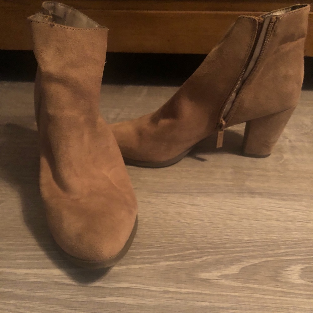 Tan suede ankle boots